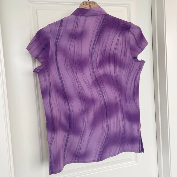 Vintage Striped Purple Shirt, 90s Abstract Blouse - Picture 9 of 9